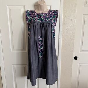 NWOT$298 Mi Golondrina Flores Floral Embroidered Sleeveless Dress, S, Small